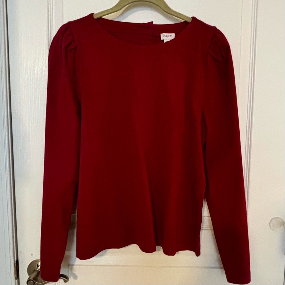 NWT J. Crew Factory Puff-Sleeve Button-Back Top